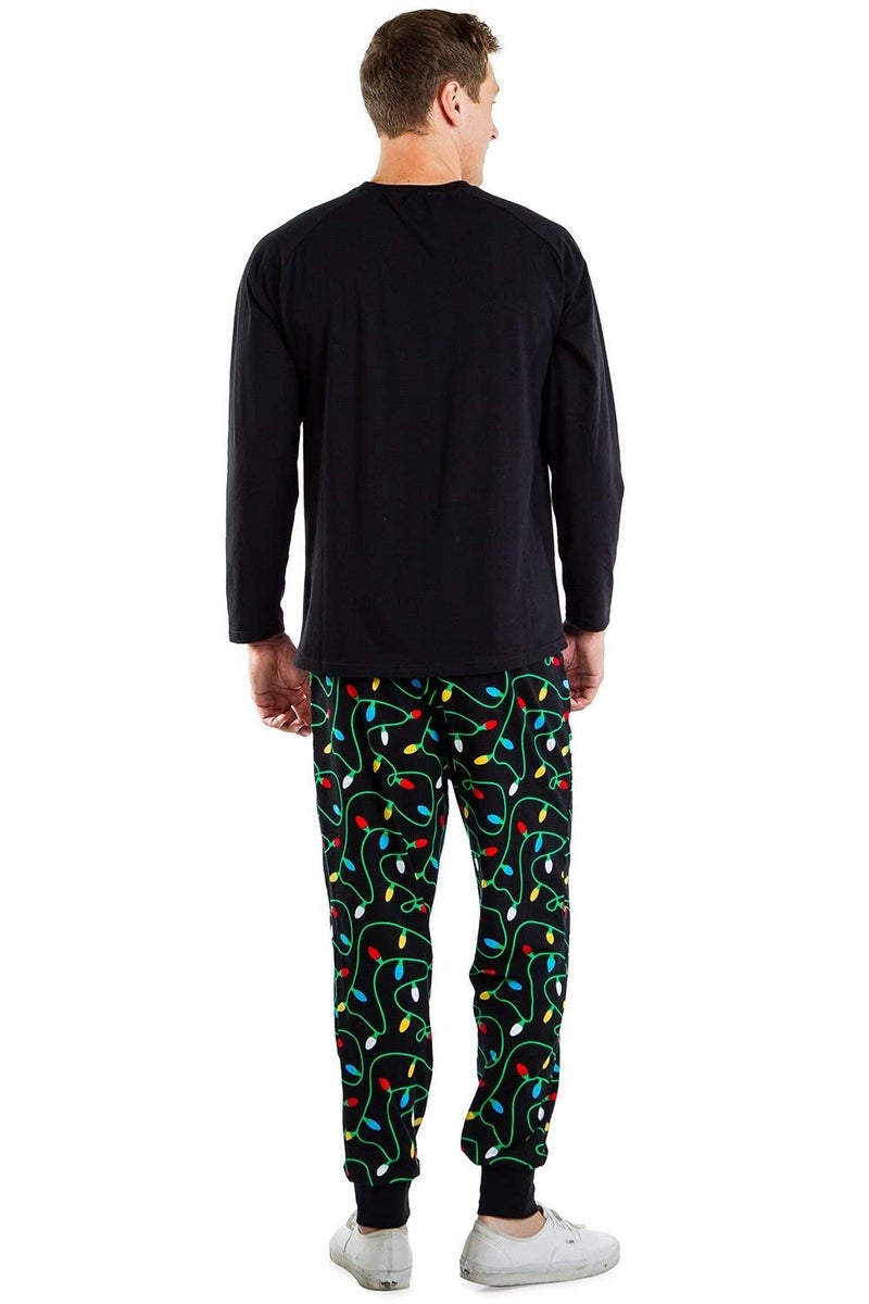 Tipsy Elves Get Lit Christmas Pajamas for Men Funny Comfy Black Pajama Set Size X-Large - Image 2